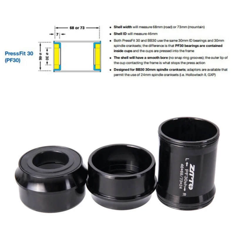Ztto 산악자전거 Pf30 프레스핏 바텀 브래킷 자전거 BB 바텀 브래킷 액슬 24mm 68/73mm