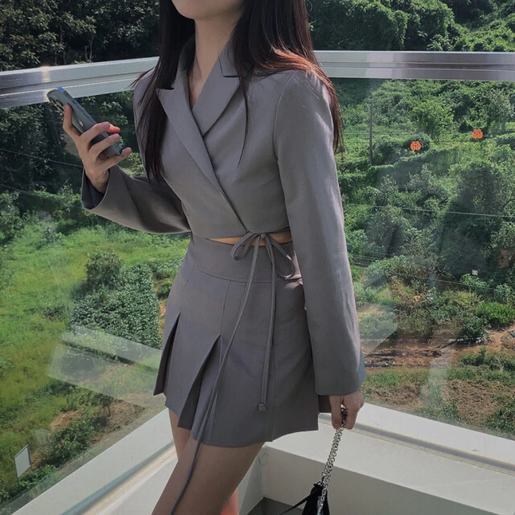 InStockSizeUpdateSouthkoreaChicAutumnRetroSuitCollarLaceup