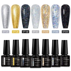 7-Piece Glitter Gel Nail Polish Set - Nude Pink Reflective UV Gel Kit (ZH26080)