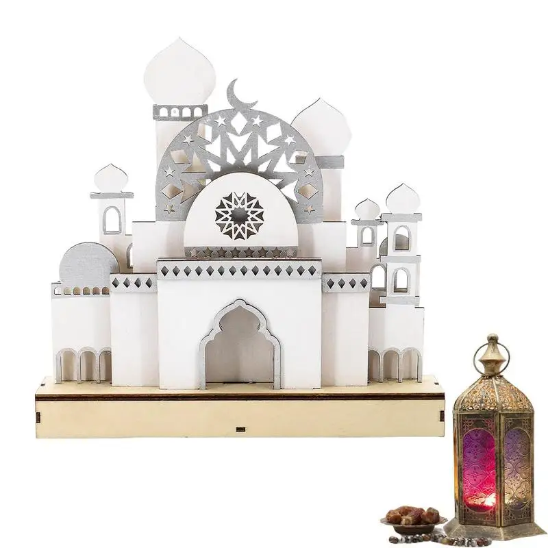 

Islamic Festival Decorative Wooden 3D Night Light Lamp For Eid Mubarak And Festival Party For Home And Living Room Decoration