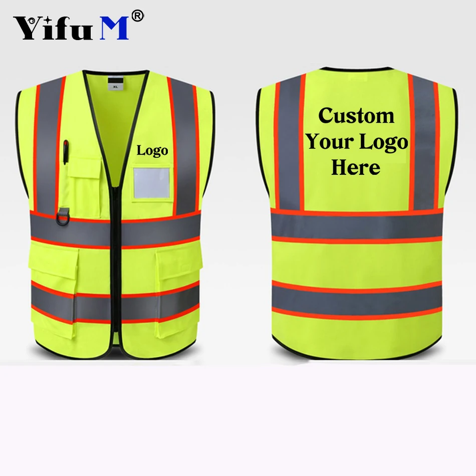 DIY Logo Nighttime Traffic Environment Hygiene Garden Architecture Multi Pocket Reflective Protective Clothing Reflective Coat 3