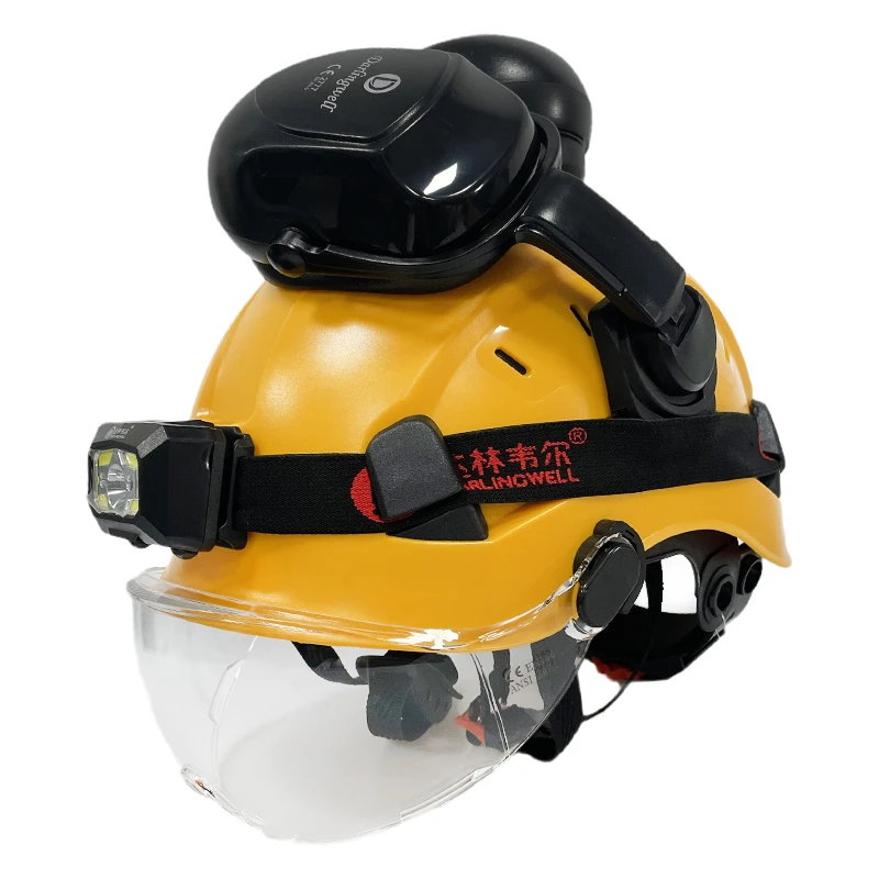 Darlingwell – casque de sécurité de Construction, avec lunettes, visière,  phare LED, CE, ABS, Protection de la tête industrielle ANSI | AliExpress