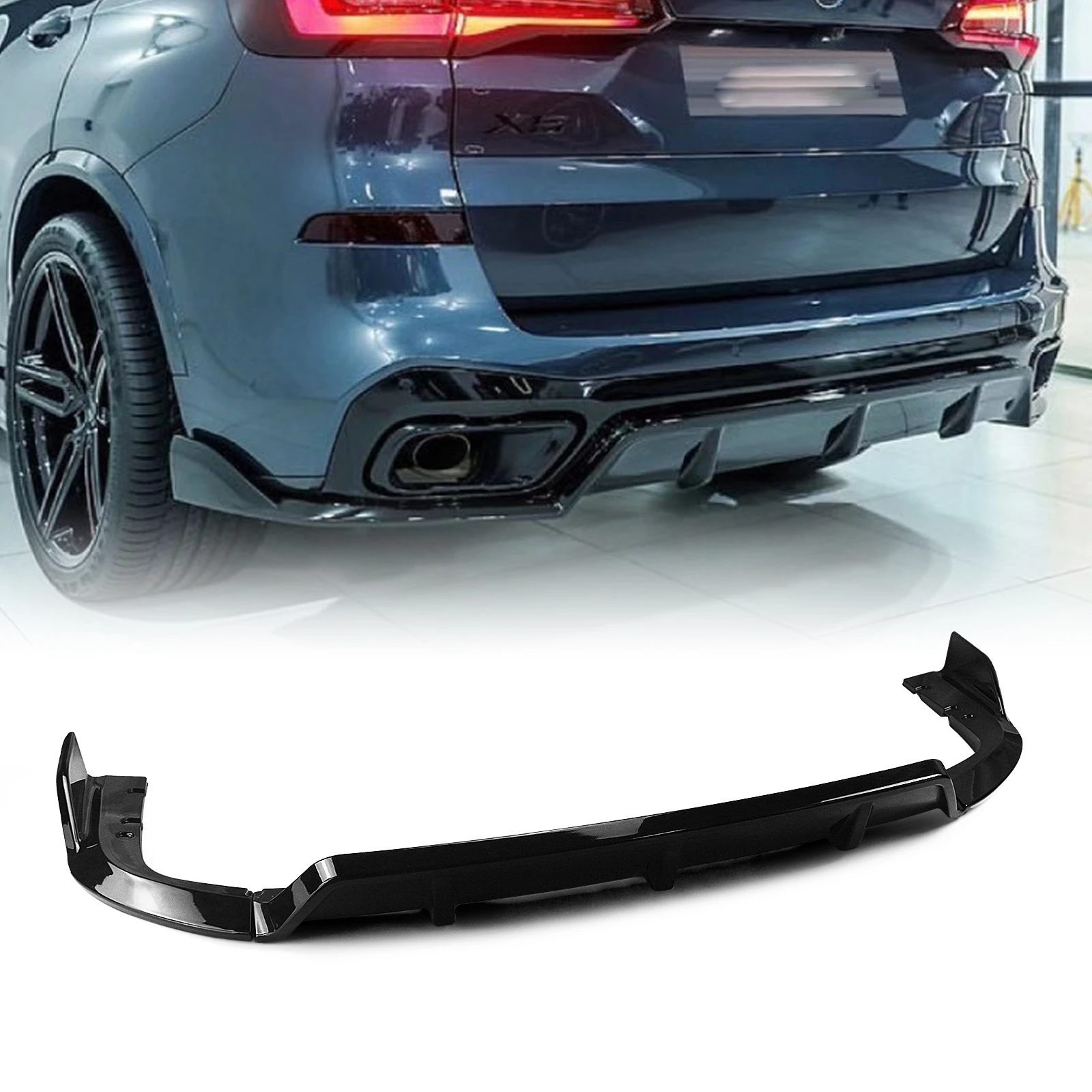 

Rear Bumper Diffuser Lip For BMW G05 X5 2019 2020 2021 2022 2023 M Sport Gloss Black/Carbon Fiber Look Lower Splitter Spoiler