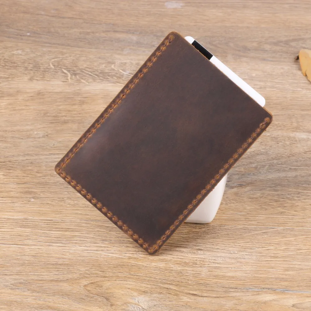 Genuine Leather Business Credit ID Card Holder Crazy Horse Leather Travel Credit Wallet Men Purse Case Leather Wallet Wallet Card Holder Card Holder Credit Card Holder Credit Card Wallet Card Wallet ID Card Holder Wallet Card Bag Business Card Holder Document Card Wallet