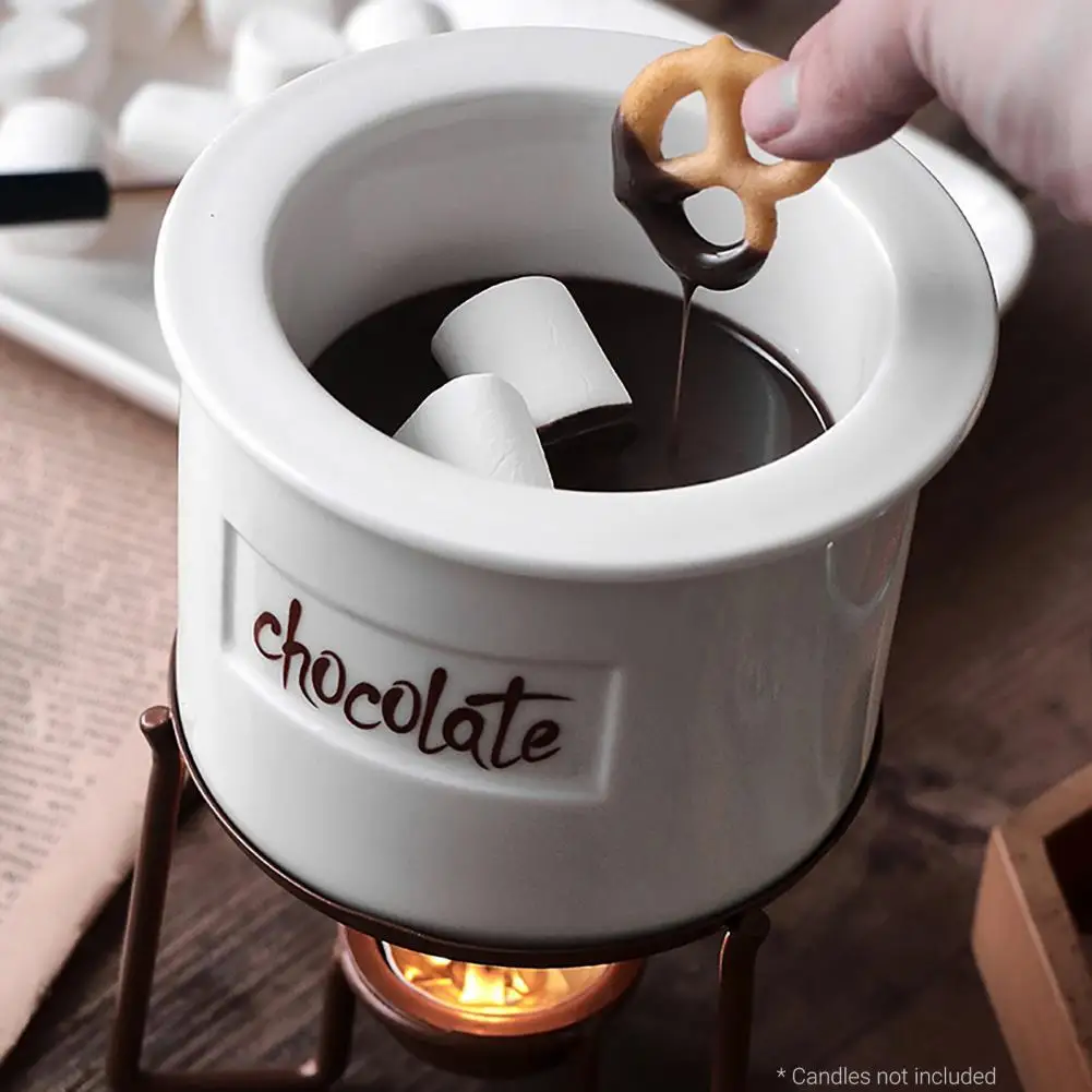 1 Set 350ml Chocolate Melting Pot Detachable Non-stick Food Melt Fondue Metal Anti-scalding Candy Melting Pot Non-slip Food