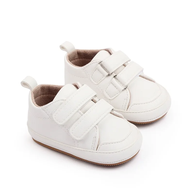 Infant Baby Boys Girls Moccasins Sneakers Solid Color/Contrast Color PU Leather Anti-Slip Sole Prewalker First Walker Shoes 2