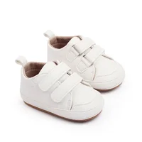 Infant Baby Boys Girls Moccasins Sneakers Solid Color/Contrast Color PU Leather Anti-Slip Sole Prewalker First Walker Shoes 2