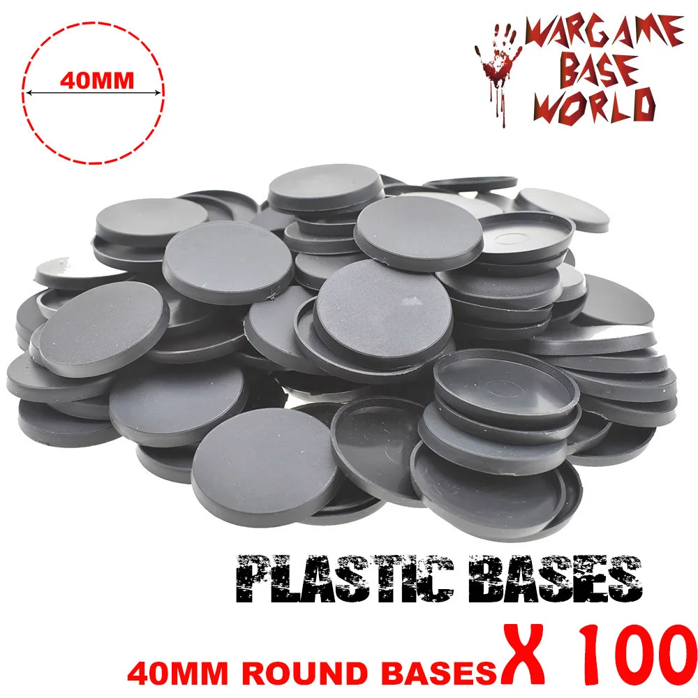 Large Pack of 100 40mm Round Plastic Bases for Table Game Miniatures