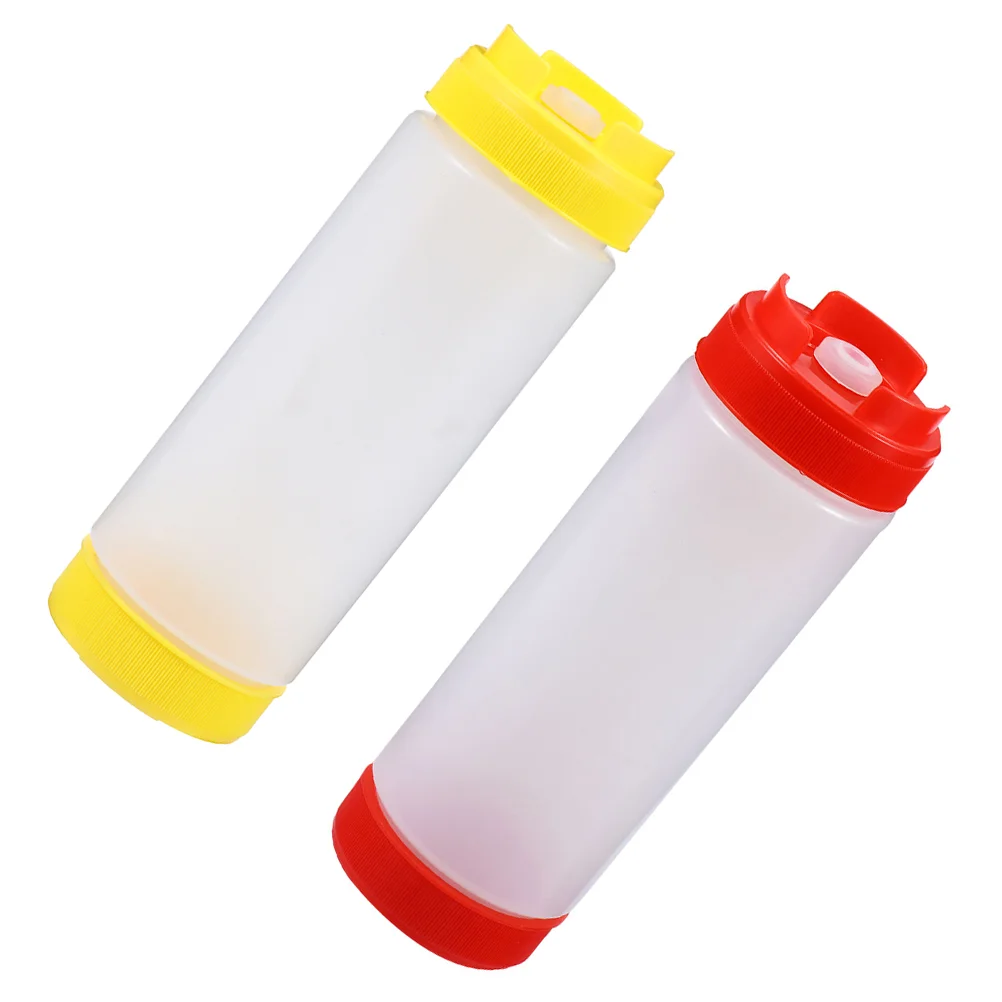1pc Plástico Squeeze Garrafa de Dois Furos Dispenser Condimento Molho de Vinagre Galheteiro Molho de Ketchup De Tomate Recipiente Garrafa de Molho de Mostarda