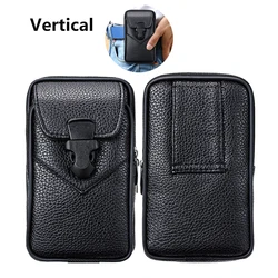 Premium Genuine Leather Waist Pouch Holster Bag and Belt Wallet Case - Genuine Leather (Vertical)