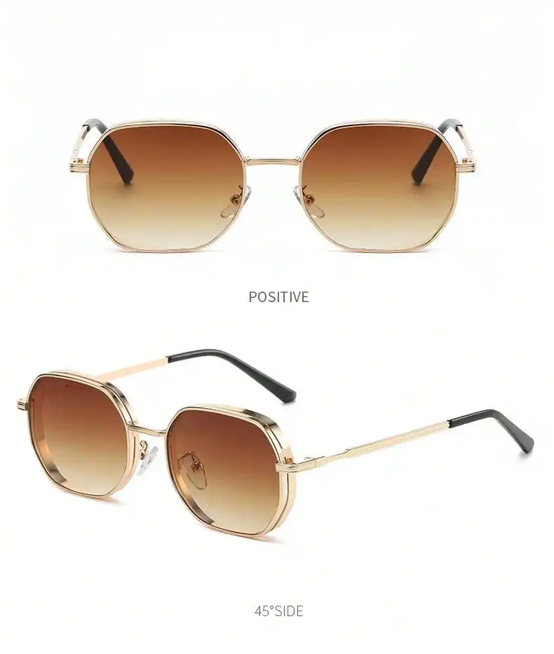 Unisex-Sonnenbrille aus Polycarbonat mit quadratischem, dickem Rand und Metall, UV-Schutz, Sonnenschutz, Fahren, täglicher Gebrauch, modische Brillen – Detail 7