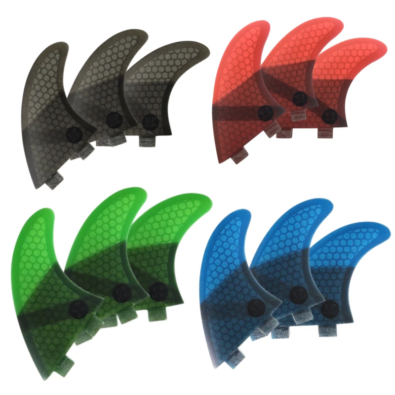 Tri Fins S/M/L/K2.1 Surfboard Fins Thruster UPSURF FCS Fins Honeycomb Fiberglass Double Tabs Surf Fin Surfing Board Stabilizers 2020 srfda fiberglass and honeycomb surfboard fin thruster surf fin for fcs box fins three set sup long board fin size g5 m