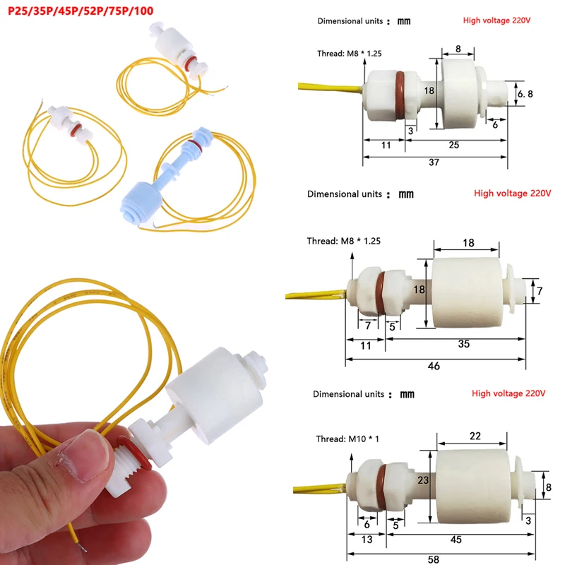 1pc-Top-Side-Mounted-Horizontal-Float-Switch-Down-220V-Water-Level ...