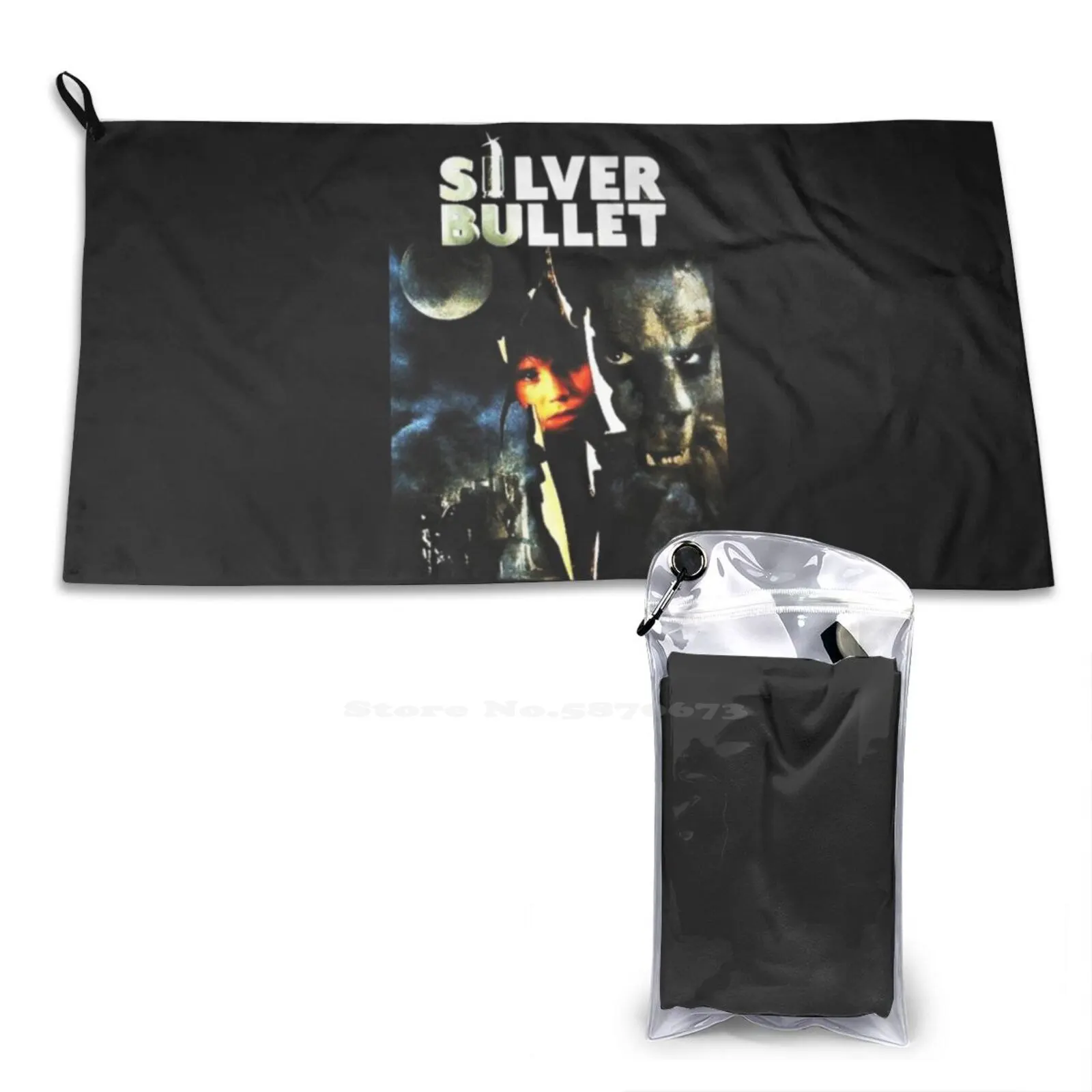 Stephen King Silver Bullet Movie Poster Washcloths Asciugamano Per Il Viso Proiettile D'Argento Stephen King Movie B Movie Corey Feldman