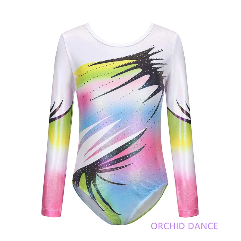 Kids Girls Children Long Sleeves Artistic Rhythmic Gymnastics Leotards Costumes ballet leotard dance leotard girls dance costumes