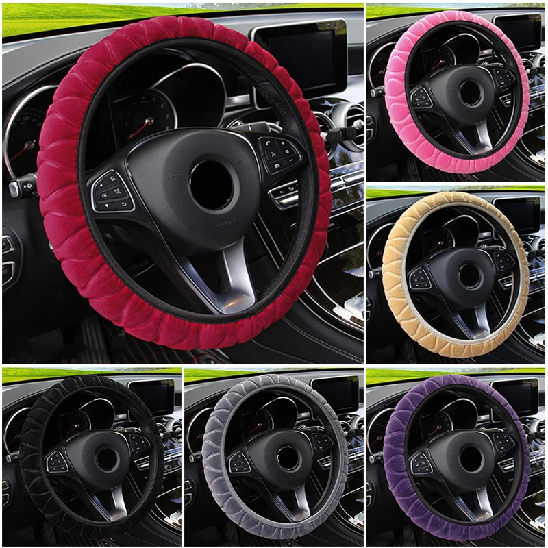 Steering Wheel Cover Winter Soft Warm Car Steering Wheel Cover Universal Car Interior Styling Decoration Auto Steering Cover Auto Accessories 37-39cm