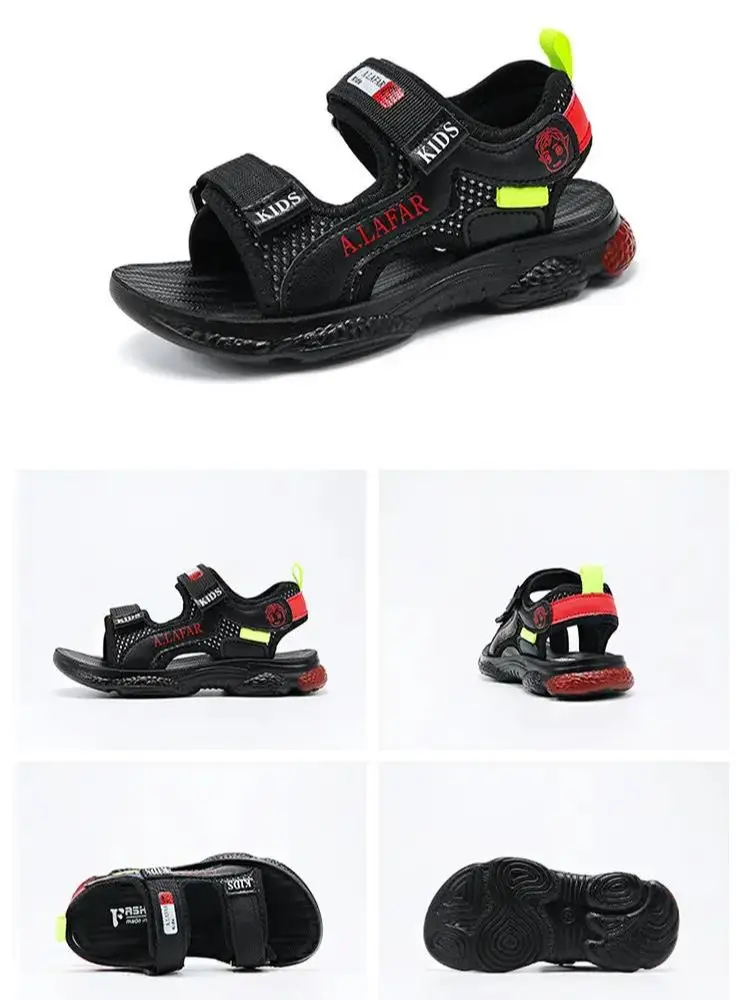 

Summer Children's Mesh Hollow Out Sports Casual Sandals Boys Soft Bottom Anti Slip Breathable Cushioning Casual Beach Sandals