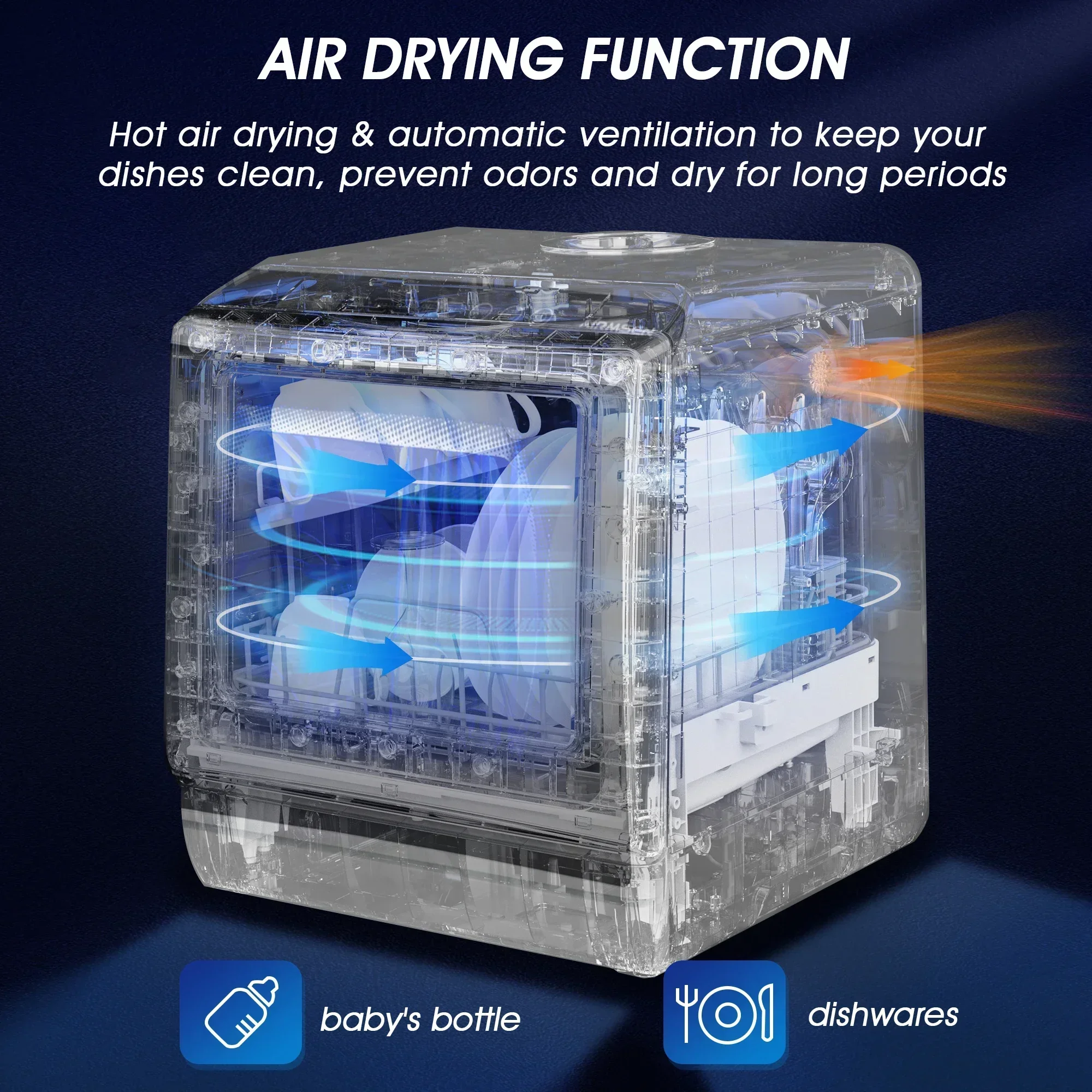 Countertop Dishwasher AIRMSEN Mini Countertop Dishwasher Household Multifunctional Professional Smart Portable