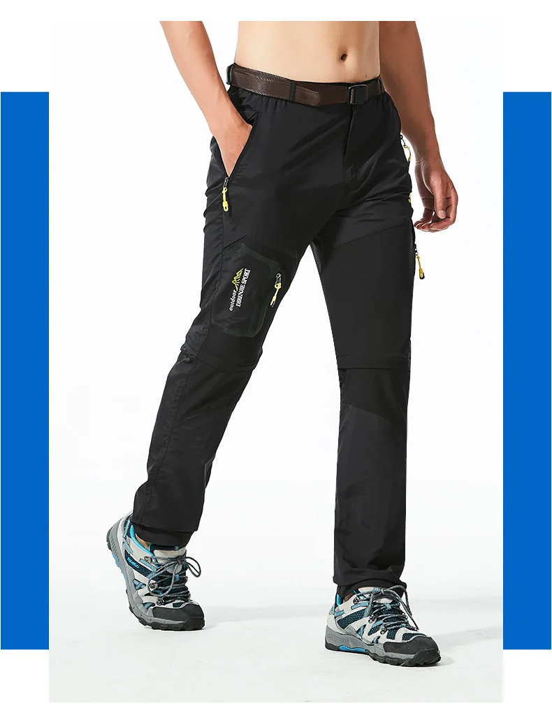 Men's Convertible Hiking Pants with Cargo Pockets and Detachable Legs