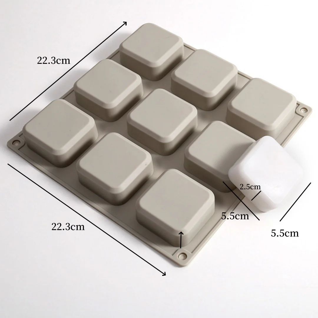 Grid Shape Home Silicone Mold 9 Cavities Round Handload Soap Candle Making Tool Molds