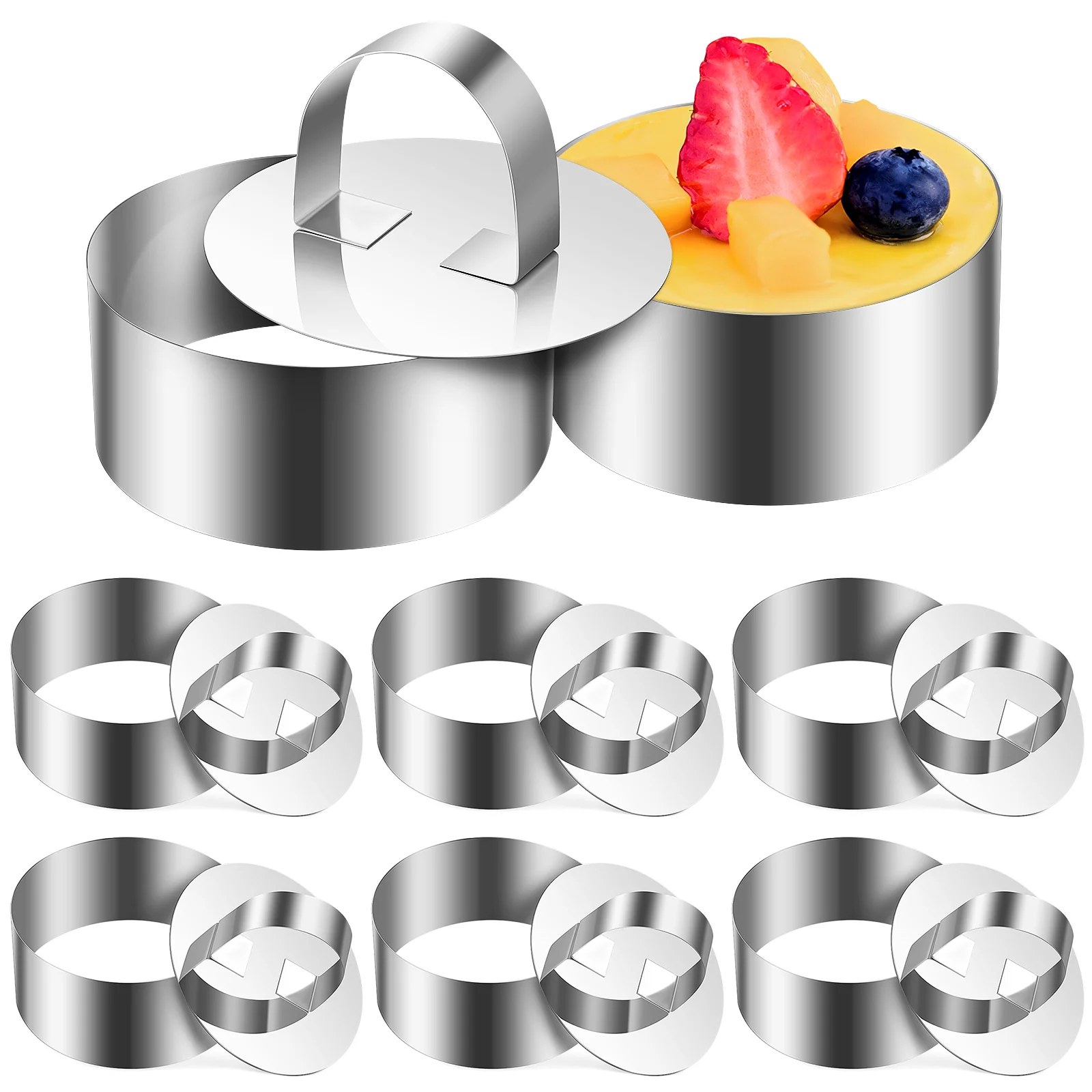 

Kichvoe Circle Stencil 8 Sets Round Cake Ring Mold Stainless Steel Dessert Mousse Molds