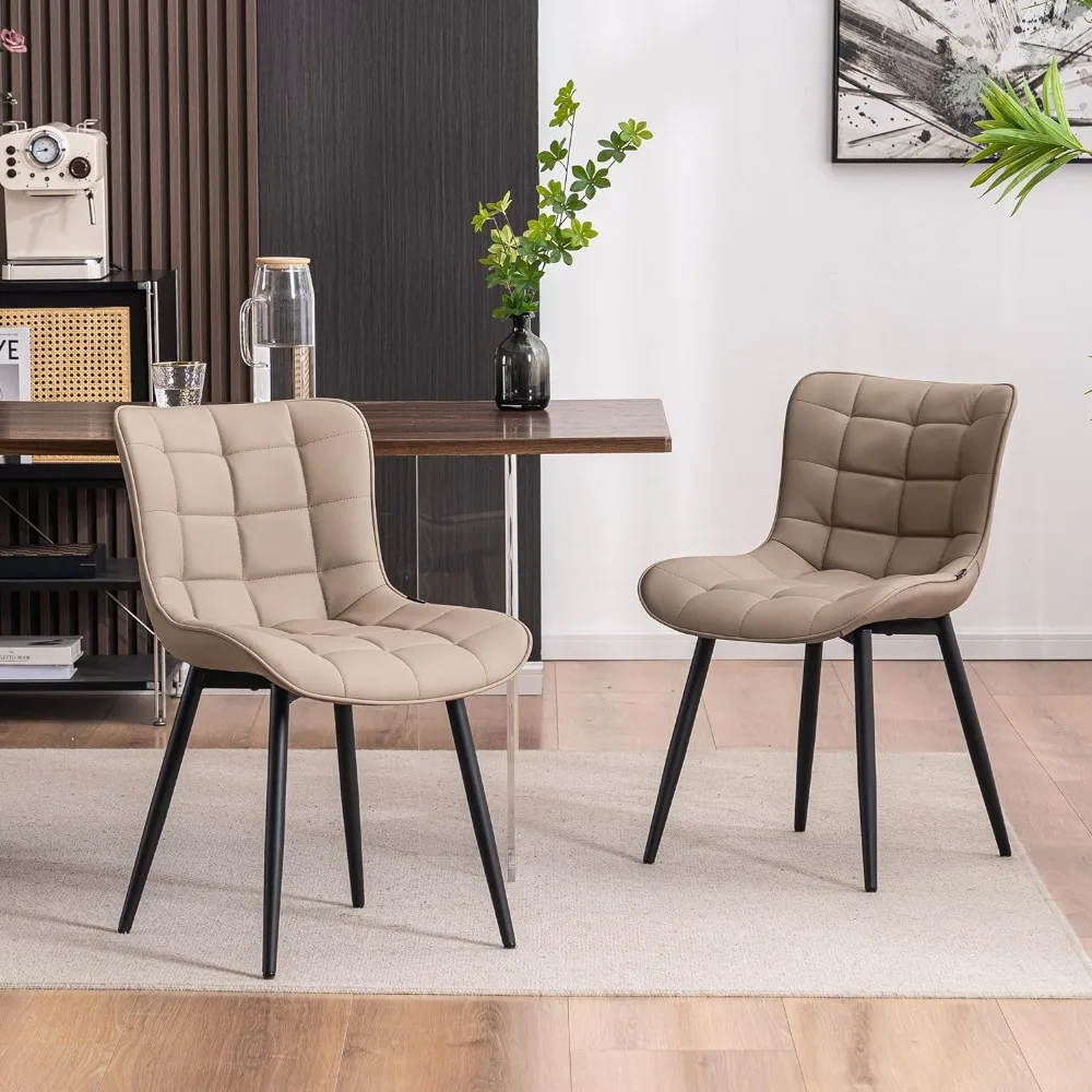 

Dining Chairs Set of 2 PU Leather Upholstered Modern Armless Dining Room Chair With Back Metal Legs Free Shipping Furniture Home