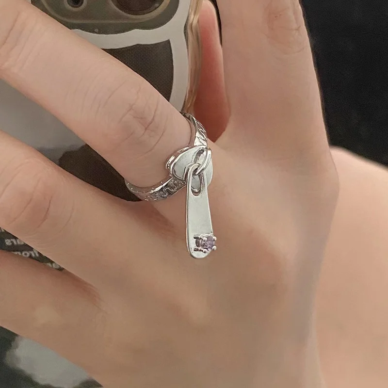 

Кольцо на молнии с бриллиантами в форме сердца, Универсальный простой браслет в японском и корейском стиле
