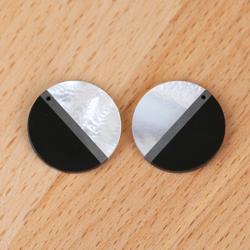 Semiprecious Natural Stone Shell,Hematite,Obsidian Intarsia Earring Bead Accessories For Women 22x2.5mm