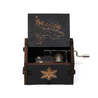 Disney girls Princess Wooden Carved Ice and Snow Music Box Home Decoration Vintage Music Box Gift Beautiful Carved Musical Gadge 2