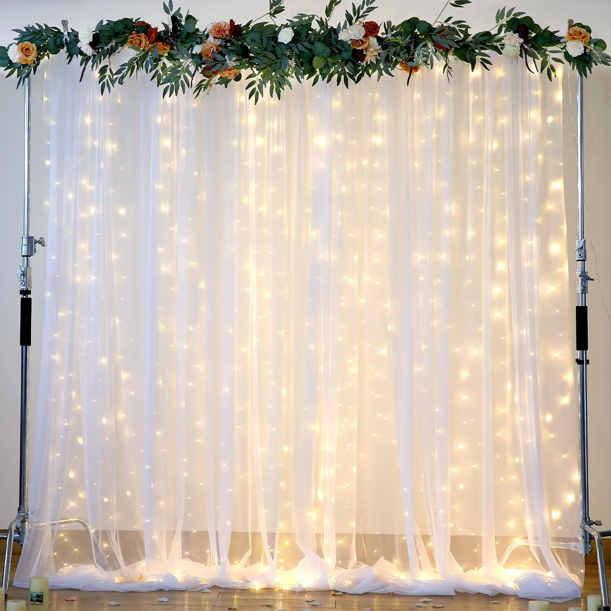Cortinas De Ventana Para Bodas Cenefa De Gasa Para Ceremonia Cortina De Gasa Para Arco De Boda - 75x550cm, Blanco, Tela De Poliéster - Decoración Para Ceremonias Y Fiestas Cortina Blanca Photocall Boda