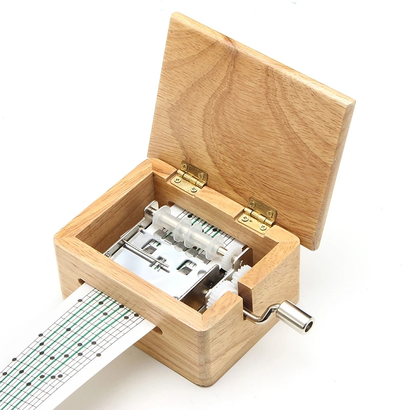 DIY Wooden Music Box Accessory 15 Tone Hand-cranked With Hole Puncher 10pcs Paper Tapes Music Movements Box Home Decoration 2