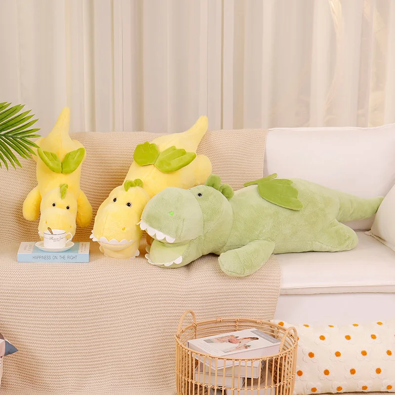 

65-100cm Lying Dinosaur Plush Pillow Toy Cute Soft Dinosaur Doll with Wings White Dragon Stuffed Pillow Kids Gifts Room Decor