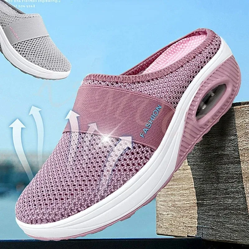 Slippers sandals shoes Women Wedge Breathable Slippers Summer Anti-slip Premium Sandals Vintage Casual Female Platform Shoes Plus Size Slides