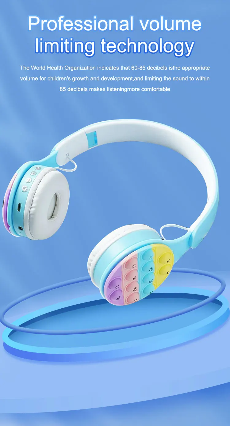 Headworn Rainbow Bubble Wireless Bluetooth S 5.0 Pressure Reducing Cute Foldable With Microphone Card Insertion_voghion.com