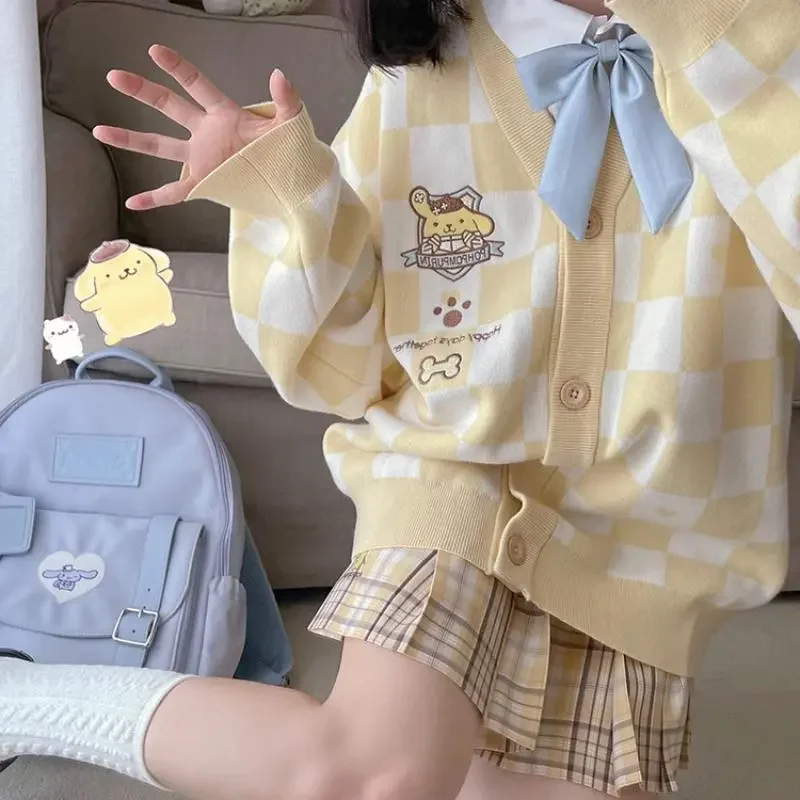 Sanrio Pompom Purin Cardigan Coat Cute Y2k My Melody Kuromi
