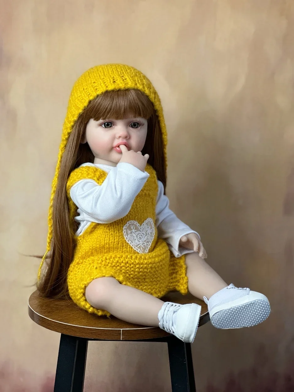 BZDOLL Lifelike 55cm 22inch Full Silicone Body Reborn Baby Beautiful Girl Doll Alive Newborn Princess Toddler Bebe Child Gift 3