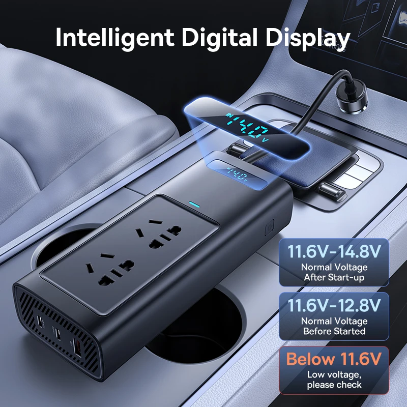 Baseus 150W Car Inverter DC 12V to AC 220V EU Version Auto Power Inversor USB Type C Fast Charger For Car Power Adapter
