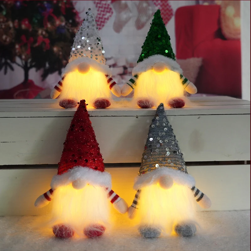 4-1PC Christmas Doll Elf Gnome with LED Light Christmas Decorations for Home Xmas Navidad New Year Children's Gifts