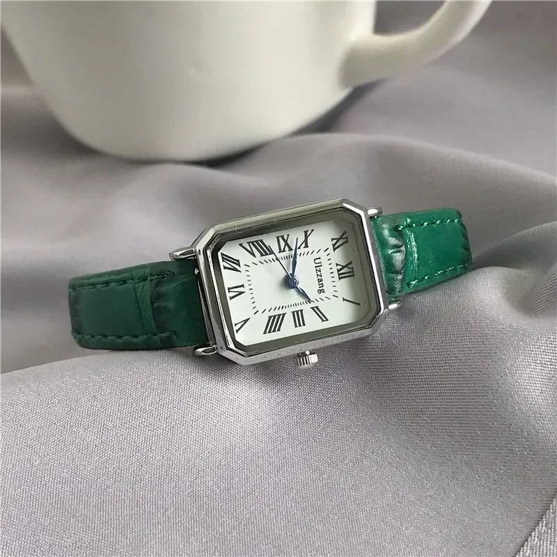 Retro Watches Classic Casual Quartz Dial Leather Strap Band Rectangle Clock Fashionable Wrist Watches for Women Harajuku Y2k 2