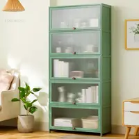 Modern Bamboo Kitchen Cabinet Home Kitchen Furniture Multi-layer Cabinets with Doors Floor Locker Microwave Oven Storage Cabinet 2