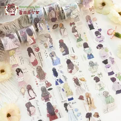 1pcs/1lot Decorative Adhesive tapes Cartoon Cute Girl masking tapes Junk Journal Scrapbooking stikcers DIY Paper Japanese 2m