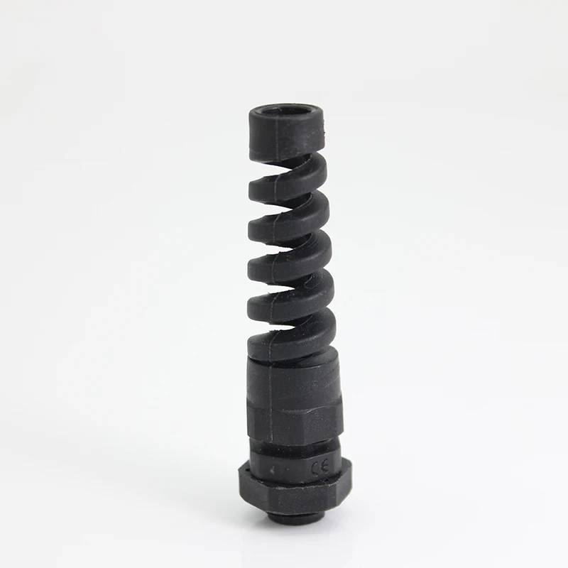 Nylon connector cable gland with stainless steel bend protection PG7-PG21 spiral locknut Black and White