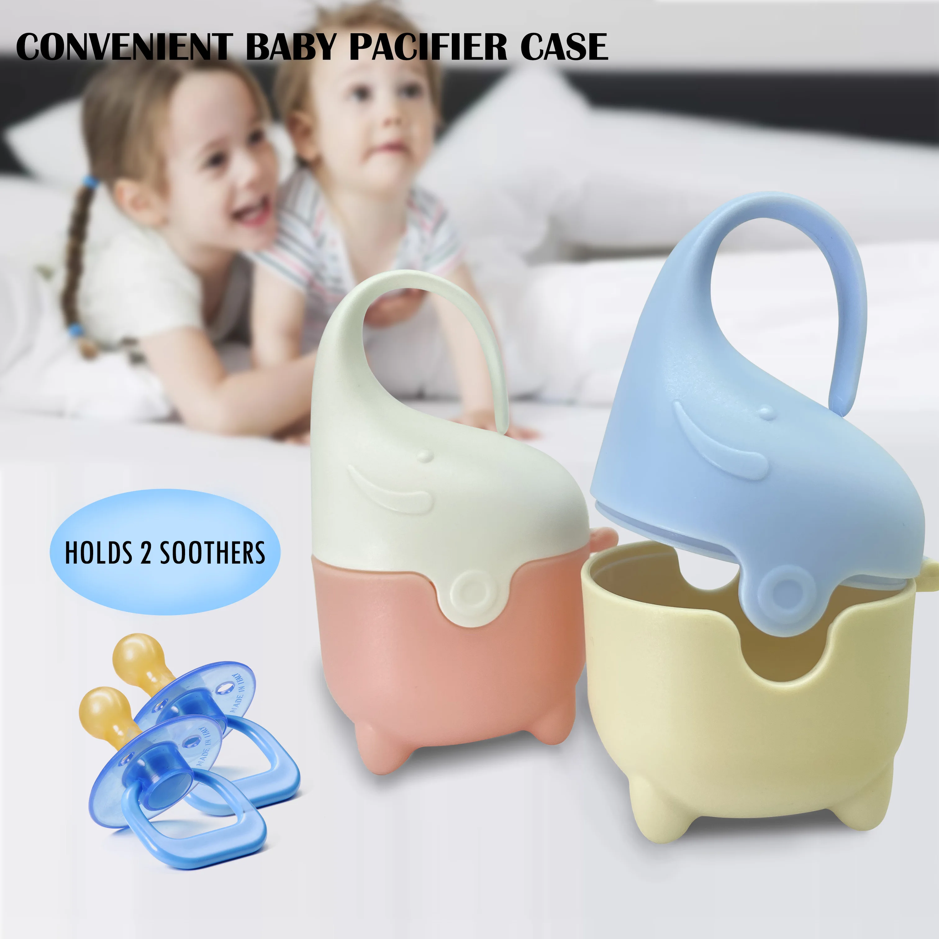 Pacifier Holder Plastic Pacifier Box Elephant Design Dustproof PP Baby Nipple Container