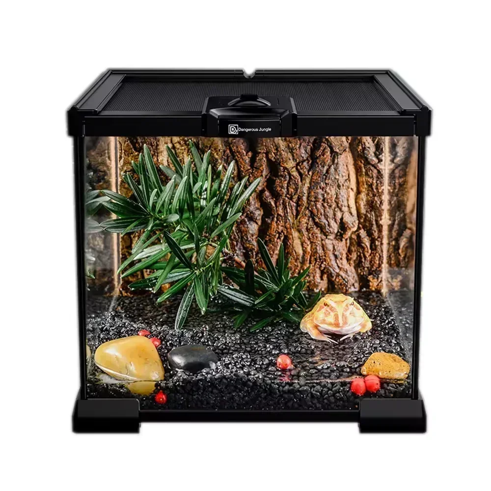 Reptile Pet Glass Feeding Box Turtle Terrarium