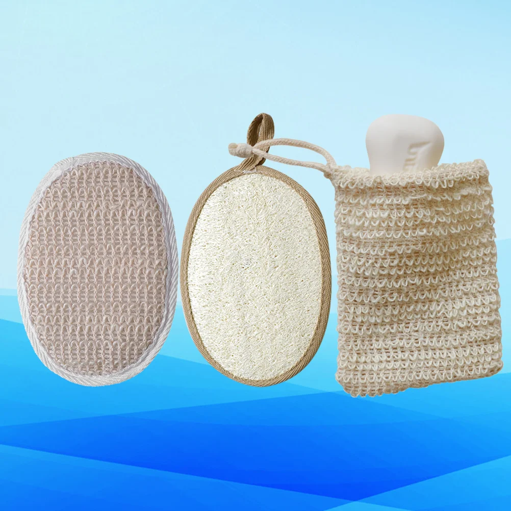 

3 Loofah Sponge Pads Exfoliating Loofah Body Scrubber with Bar Bag for Bath Spa Shower