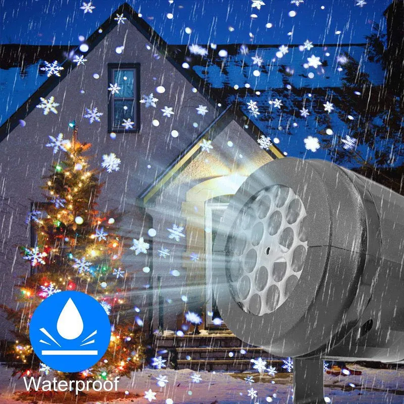 Christmas Projector Lights Outdoor Holiday Led Projection Lamp Waterproof Xmas Decor Snowflake Laser Light Party Stage Lights