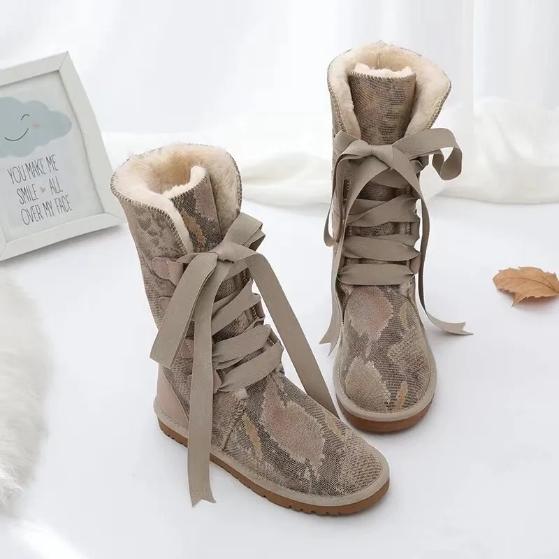 

Women's Boots 2022 New Fashion Snow Boots Classic Women Boots Warm Winter Shoes Lace-Up Mid-calf Boots Non-slip Cotton Boots