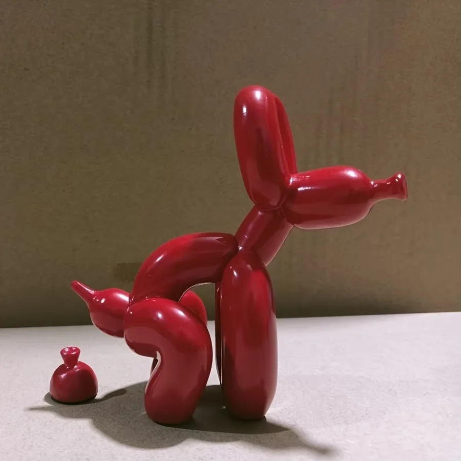 Modern Art Squat Balloon Dog Animal Decorative Statue Suitable for Interior Living Room Farmhouse Bedroom Office Cabinet Wood