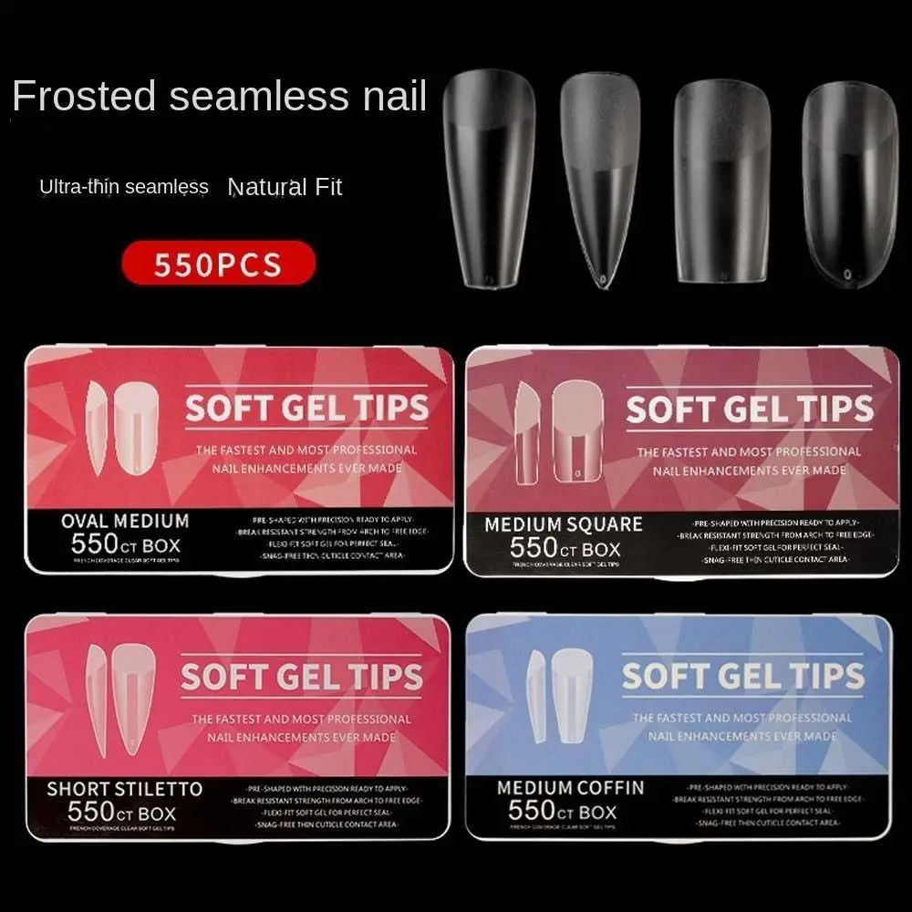 

550Pcs Frosted Fake Nails Nail Tips for Brand New Square Full Cover Press on False Nails Semi-Matt Nail Art Supplies