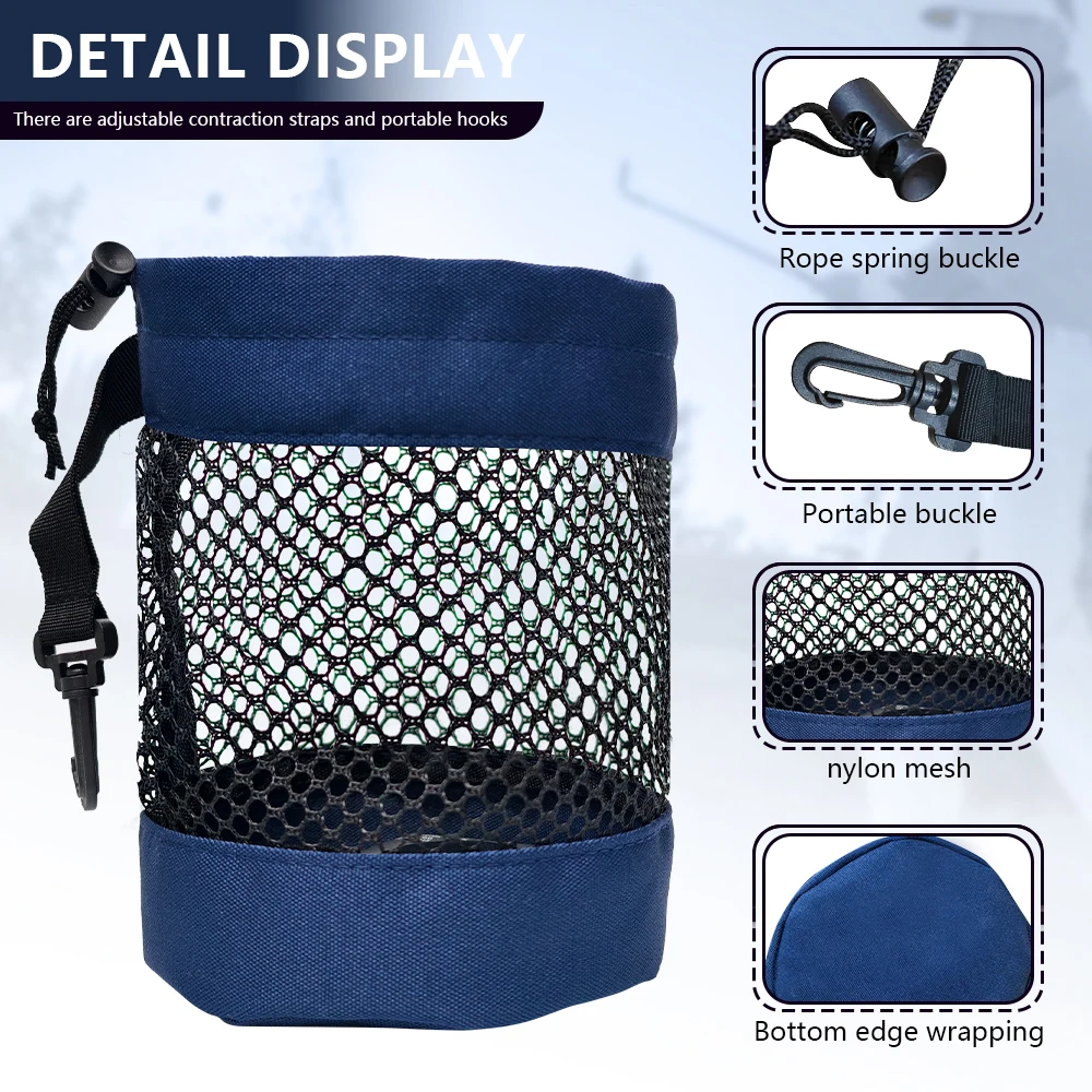 Premium Black Golf Ball Pouch with Durable Mesh Nylon and Clip